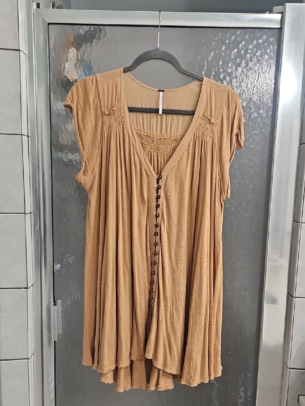 Free People Camel/Tan Viscose Scoop-Neck Tunic